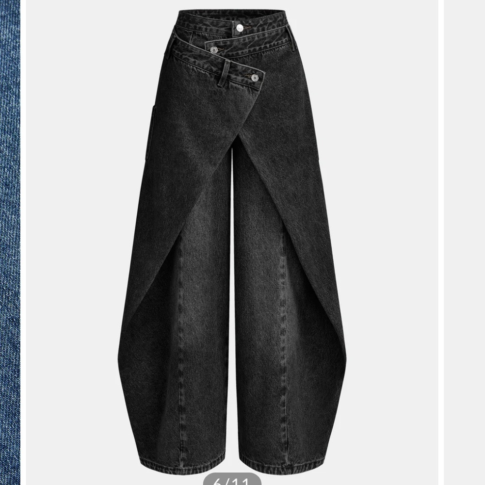 NWT COMMENSE Cross-Front Wide-Leg Jeans MED
